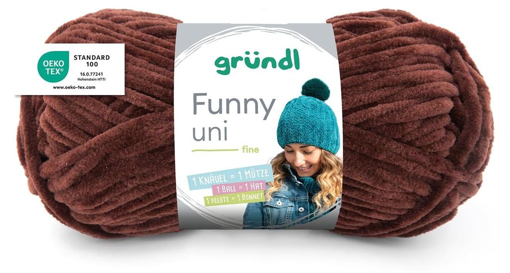 Gründl Chenille garen, "Funny uni", 100 gram/120 meter, Productafbeelding 