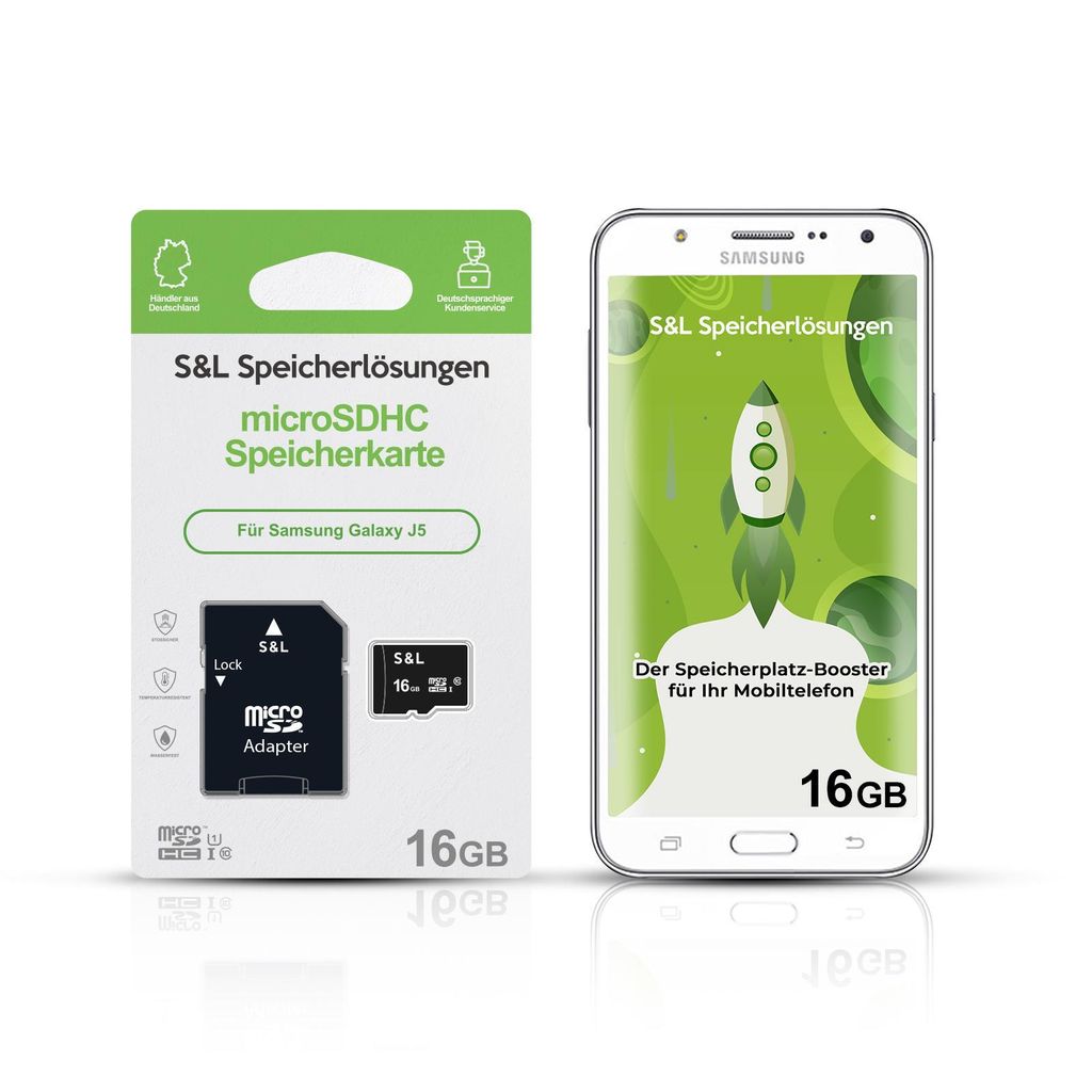 microSD Speicherkarte S&L für Samsung Galaxy J5 - Speicherkapazität: 16 GB