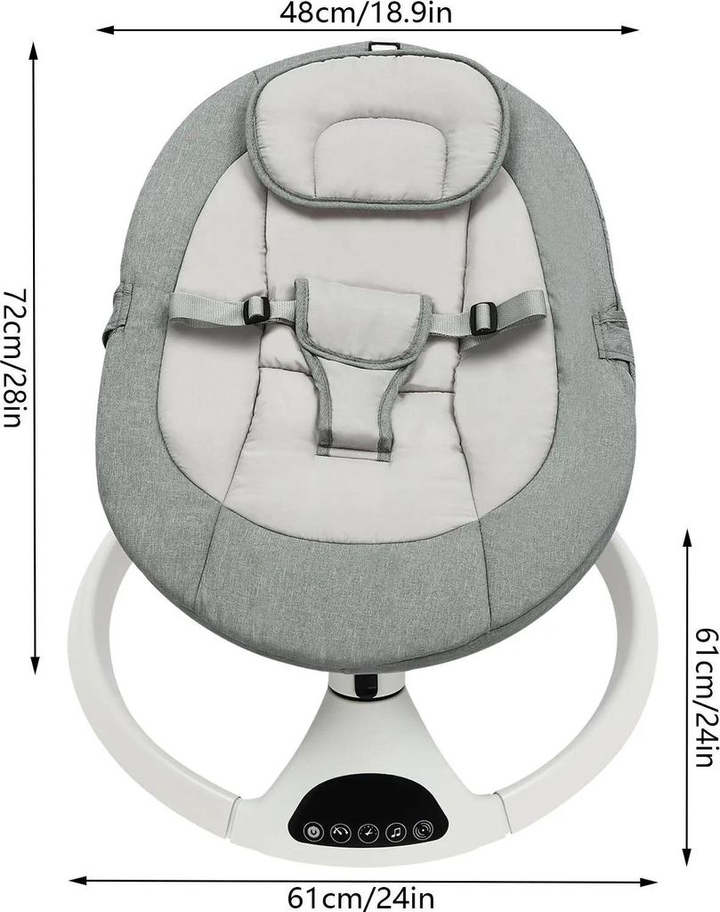 Babyschaukel - Elektrische Babywippe - Fernbedienung - Automatisches Schaukeln mit Sensor - Bluetooth-Musik - 5 Geschwindigkeiten - 0–12 Monate -...