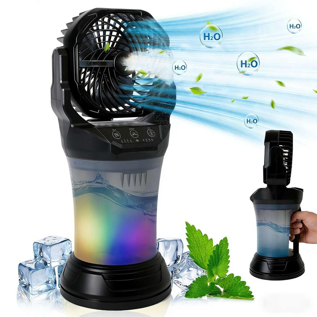 ZELURXX Přenosný ventilátor s rozprašovačem, 15 000 mAh Obrázek produktu 