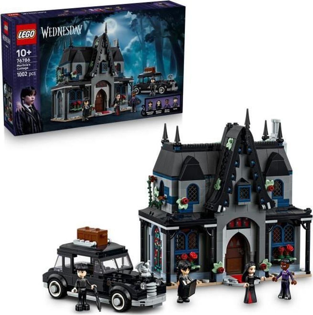 LEGO Mercredi 76786 Le Manoir de Morticia, Bauset ab 10 Jahren, Mini-Puppen, Exklusiv Cdiscount, Inklusive Herrenhaus und Auto