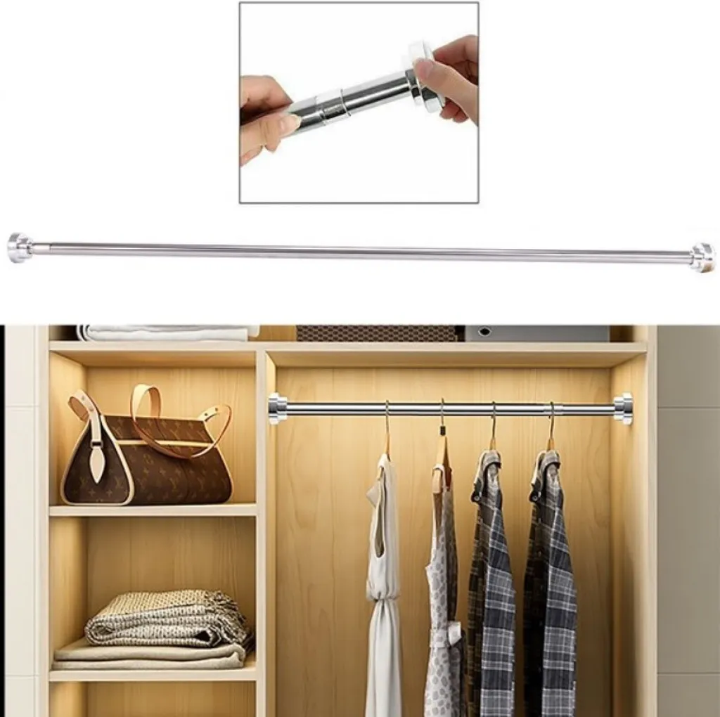Barre de douche extensible en inox 55 à 85 cm fixation par pression - 6