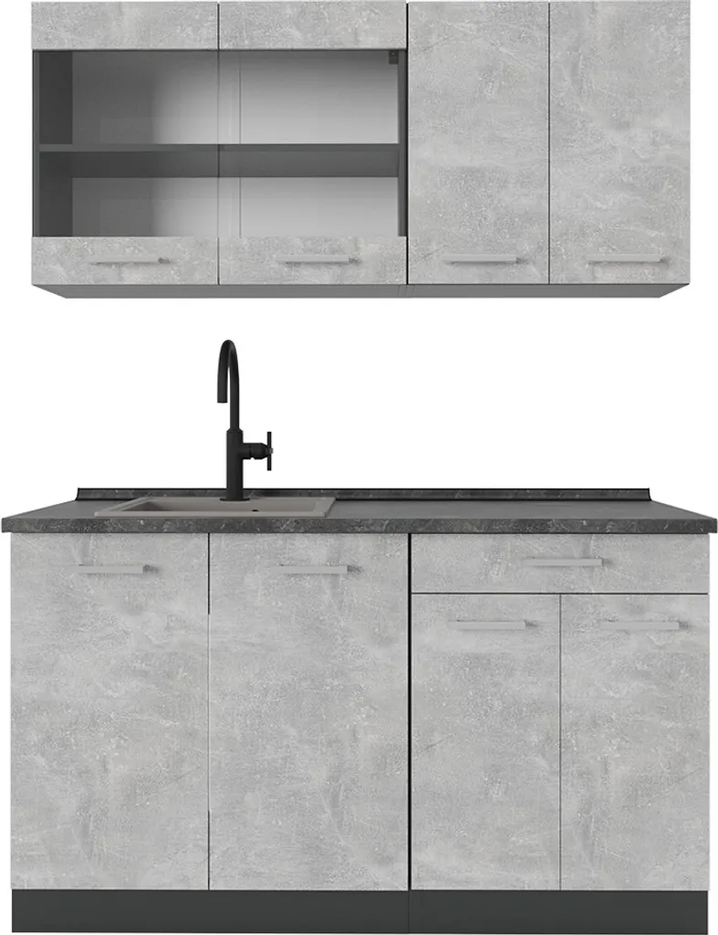 Cuisine Vicco R-Line Béton 140cm 53712 : optimisez votre rangement sans encombrer