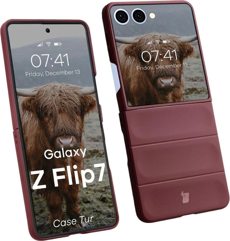 Robuste Handyhülle für Galaxy Z Flip7, Bizon Case Tur, Burgunderrot
