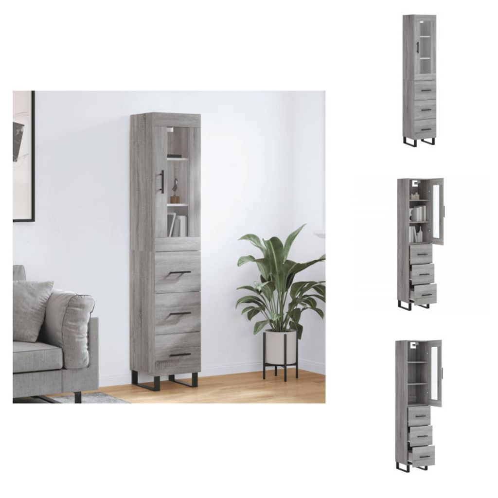 vidaXL Highboard Grau Sonoma 34,5x34x180 cm Holzwerkstoff - Sideboards