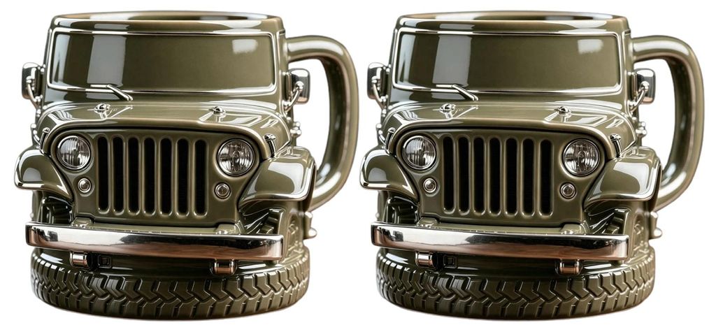 Autoförmiger Kaffeebecher, 325 ml, robuster Reisebecher für Jeep-Fahrer und LKW-Fans, einzigartiges Geschenk für Transportfachleute, spülmaschi...