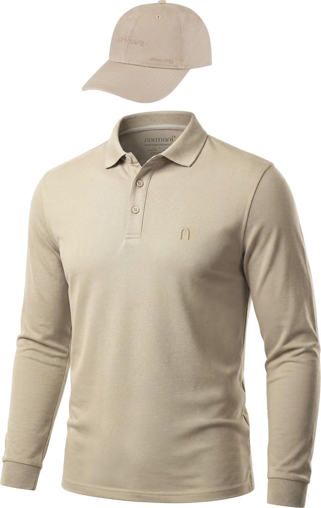 normani Herren Langarm Poloshirt mit passender Baseballkappe