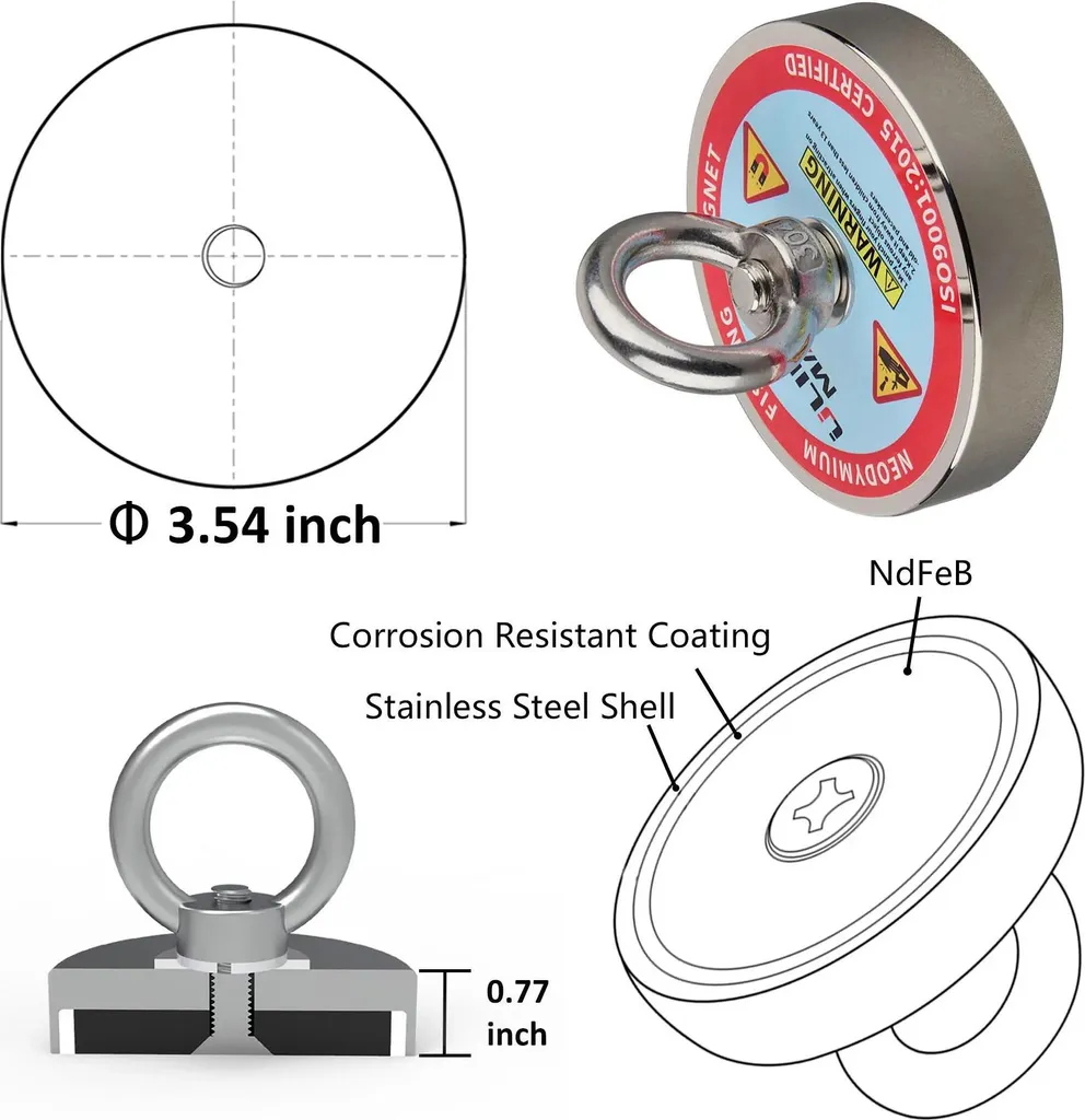 Aimant néodyme de pêche magnétique 400 kg - Accessoire de récupération