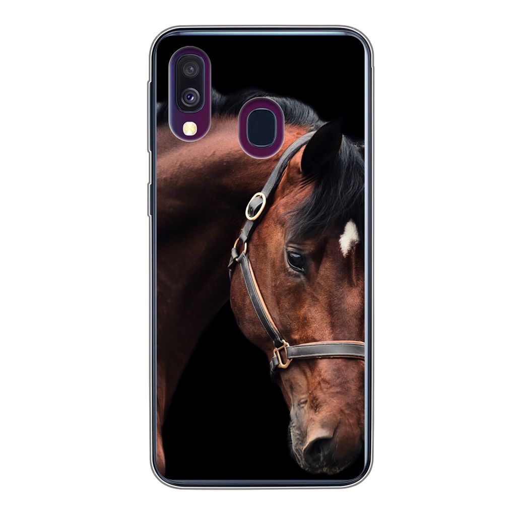 MuchoWow Handyhülle Schutzhülle Hülle für Samsung Galaxy A40 Pferd - Leicht - Halfter Silikon Softcase Handy Hülle - Handy-Tasche