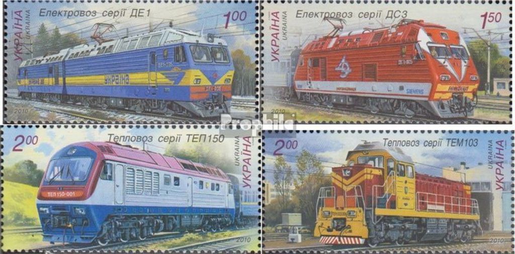 Briefmarken Ukraine 2010 Mi 1091-1094 (kompl.Ausg.) postfrisch Lokomotiven