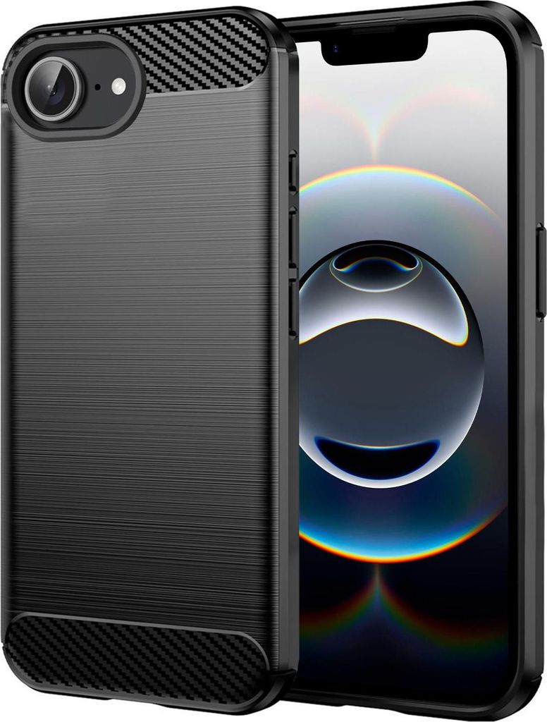 A black phone case is shown with a smartphone inside.