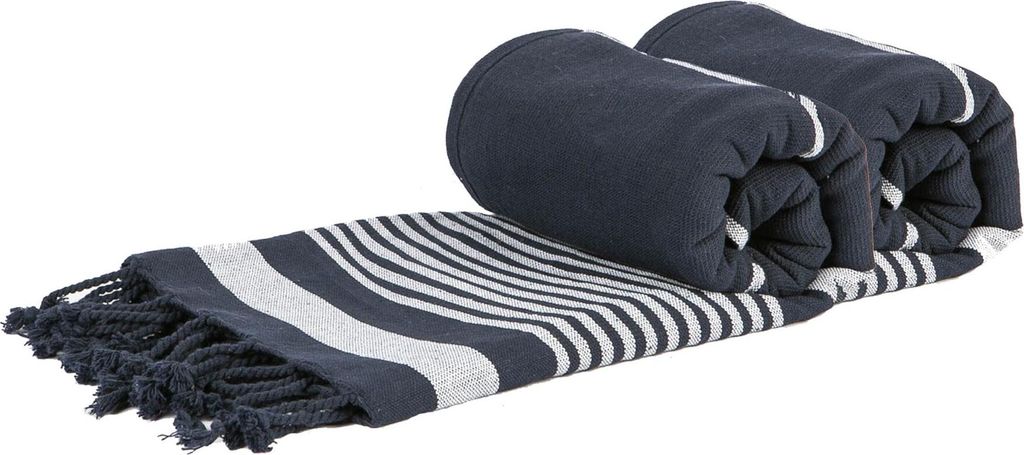 Deluxe-Strandtuch aus 100 % Baumwolle, weich, sehr saugfähig, für türkisches Bad, Marineblau, 2 Stück