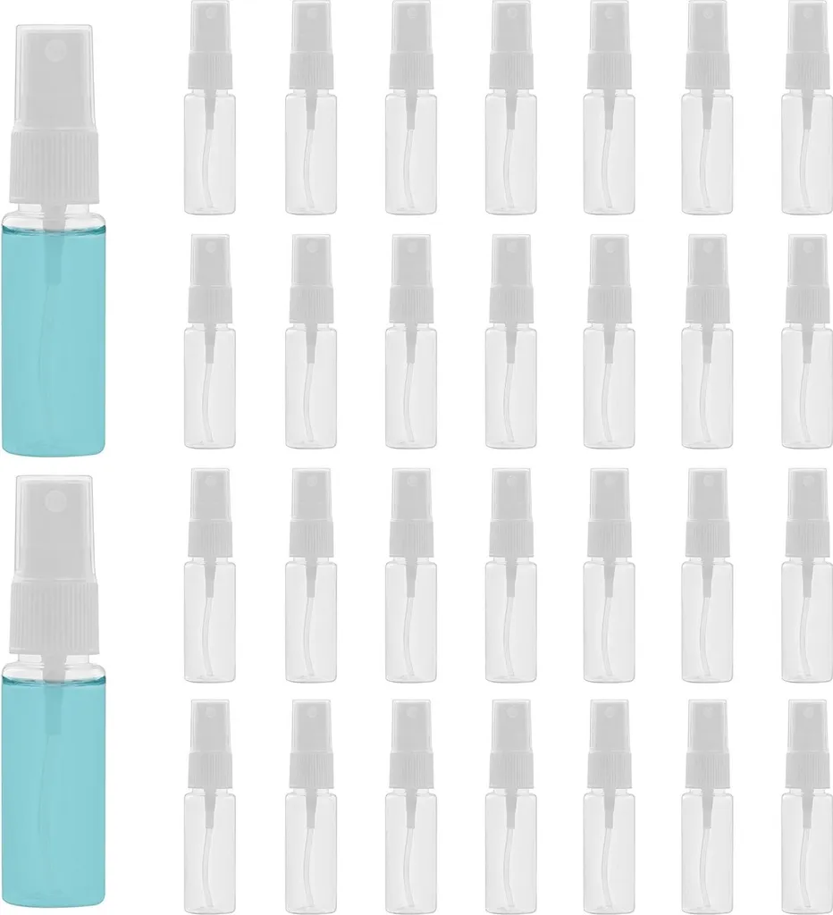 Lot de 30 Bouteilles de Voyage Rechargeables 20ml avec Spray et Roll-on