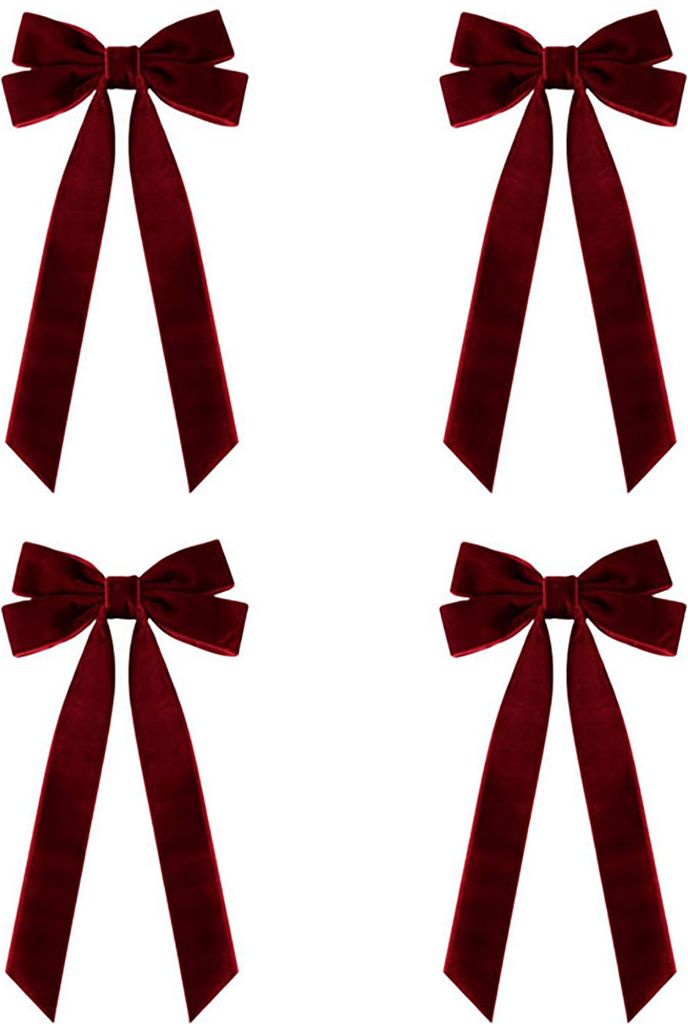 4 Stück Weihnachts-Samt-Schleifenband Geschenke Girlanden Produktbild 