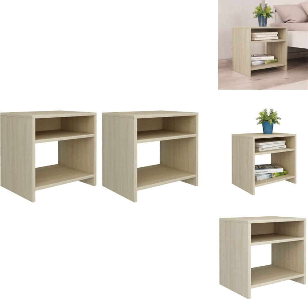 vidaXL Nachttische 2 Stk. Sonoma Eiche 40x30x40 cm Holzwerkstoff - Nachttische