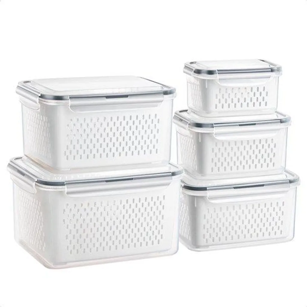 Bacs de rangement pour frigo anti-gaspillage alimentaires - Pack de 5 boîtes