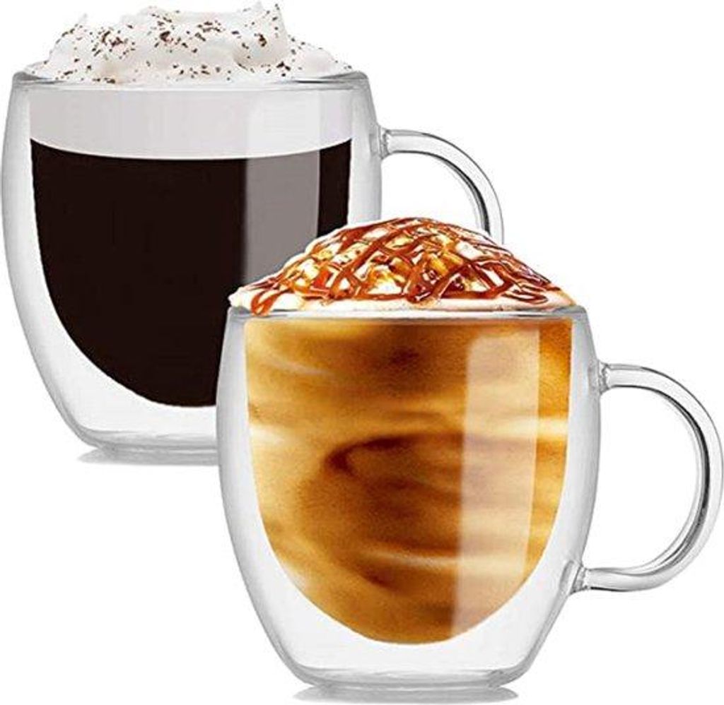 Doppelwandige Cappuccino-Gläser, Kaffeebecher, Espresso-Tassen, Tassen, 2*250ml