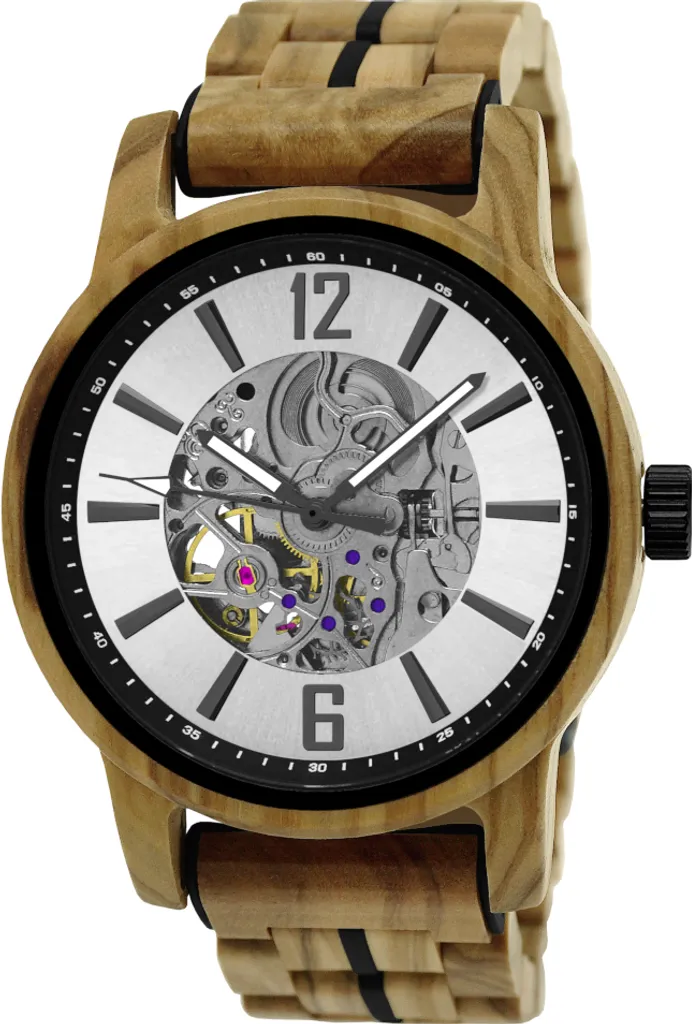 Montre automatique bois mixte COSWIG idéale pour un cadeau éco-conçu