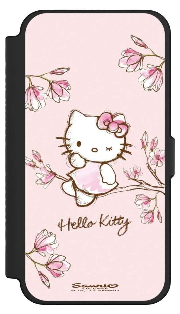 NIVOCASE Klapphülle für Apple iPhone 12 Pro Max Handyhülle aus Kunst Leder NIVOflip schwarz Fanartikel Hanami Hello Kitty