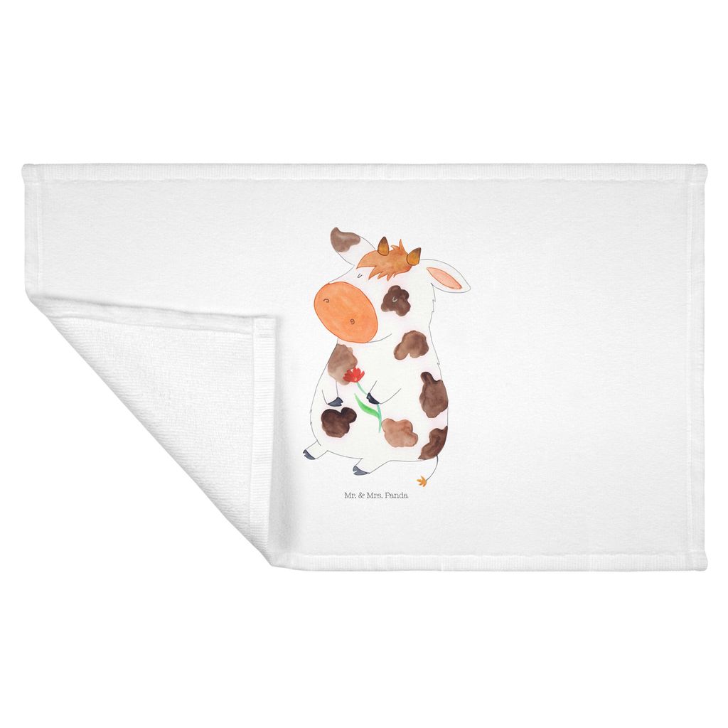 Mr. & Mrs. Panda Flauschtuch Kuh - Weiß - Geschenk, Spruch, Handtuch 100x50, Motivtion, gesichtstuch, Bauernhof, 50x100, Milchkuh, gesichtshandtuc...