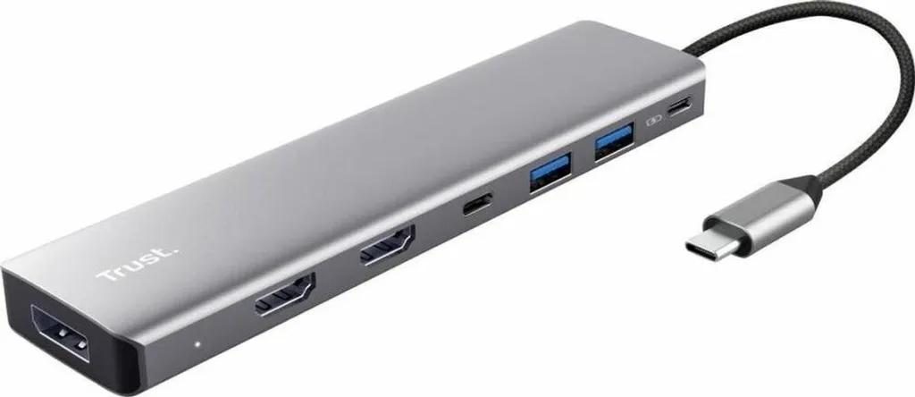 Station de Travail Mobile Trust Dalyx 7-in-1 Hub USB-C HDMI et Ethernet