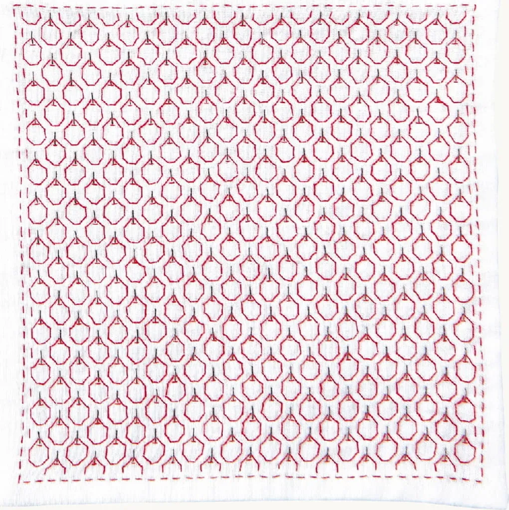 Broderie Sashiko Hitomezashi Kit Complet pour Mouchoir Pomme Zen et DIY