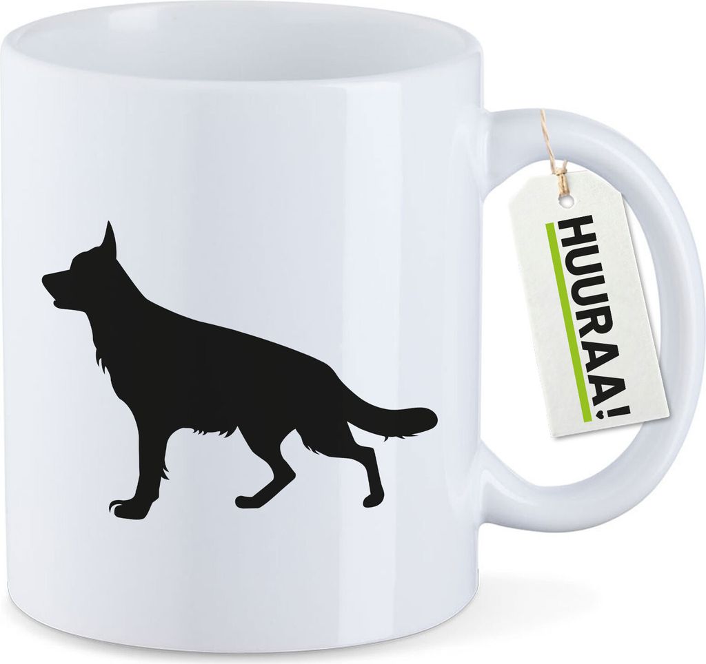 Huuraa Kaffeetasse Deutscher Schäferhund Silhouette 330ml Weiß Keramik Kaffeebecher Geschenkidee