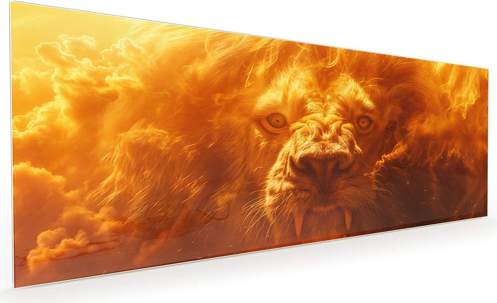 Küchenrückwand Spritzschutz Glas mit Motiv Abenteuerlich Löwe 40 x 40 cm