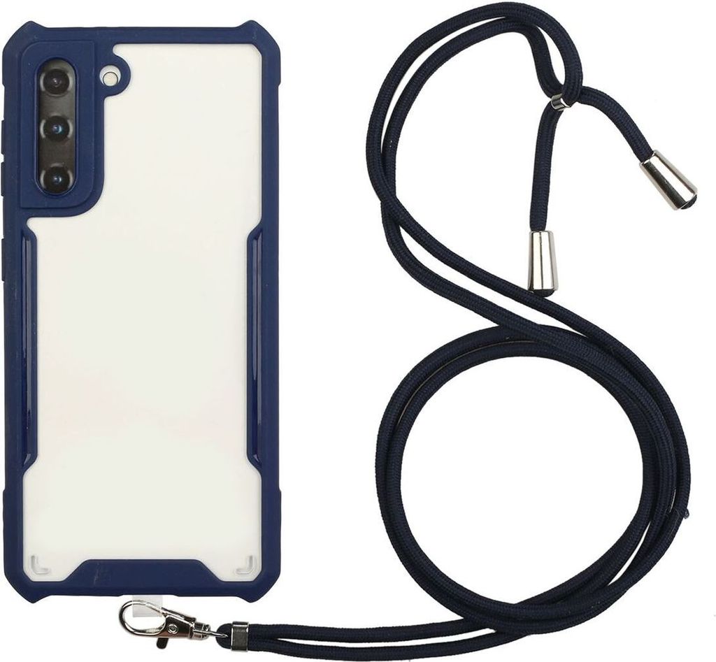 König Design Hülle kompatibel mit Samsung Galaxy S21 Kunststoff Handykette Cover - Case Handyhülle Blau
