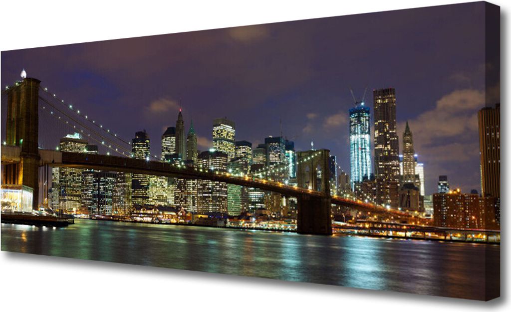 Tulup Leinwand-Bilder 125x50 Wandbild Canvas Kunstdruck Brücke Stadt Architektur