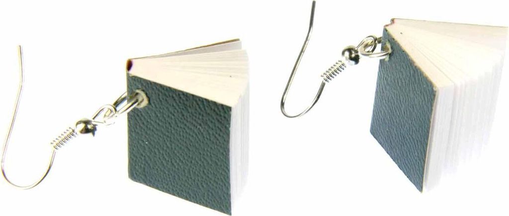 Buch Ohrringe Miniblings Hänger Bücher Buchohrringe Leseratte Seiten Book grün