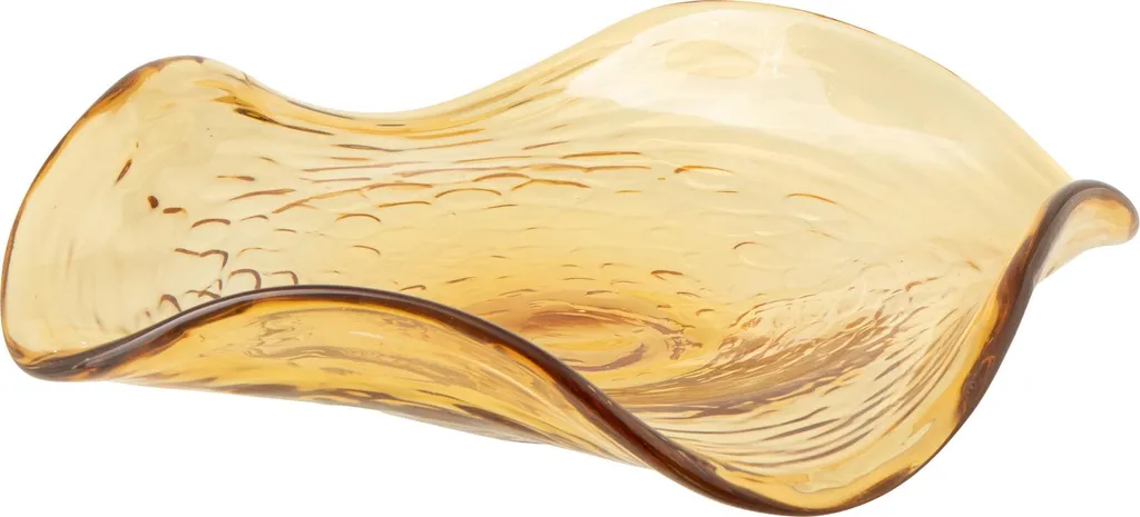J-Line Bol décoratif irrégulier en verre caramel - Coupe Design 28cm