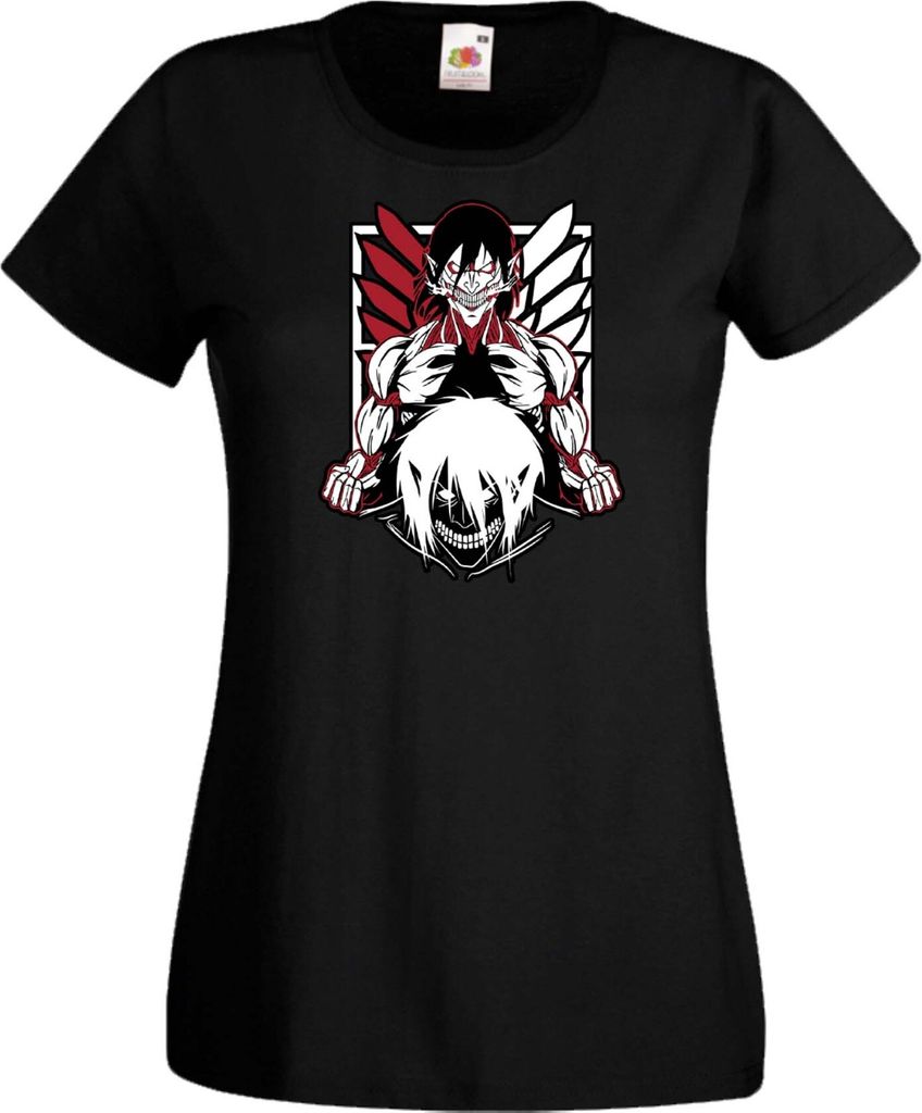 Damen T-Shirt Anime Manga Attack Anime On Titan 05 Puppet Titan, Lady XL / Schwarz
