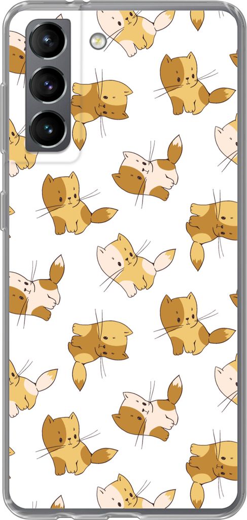 MuchoWow Handyhülle Schutzhülle Hülle für Telefoonhoesje Samsung Galaxy S21 Muster - Katze - Kätzchen - Jungen - Mädchen - Kinder - Kind Si...