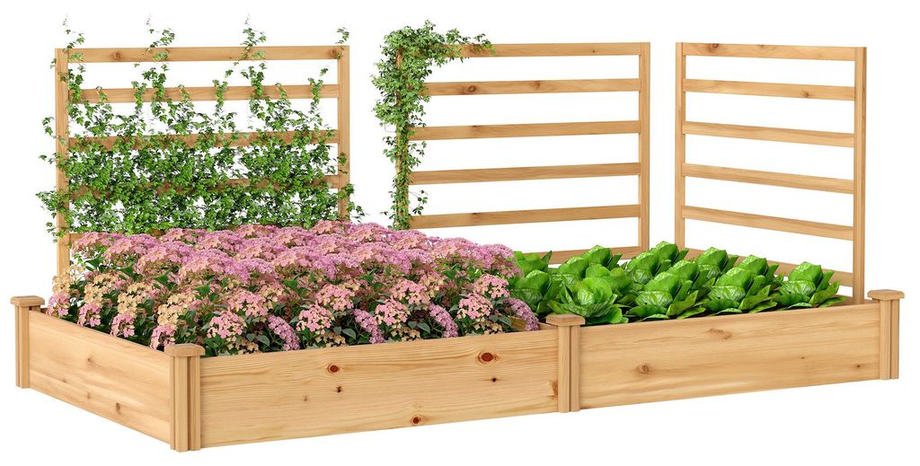 Outsunny Hochbeet mit Rankgitter Holz Blumenkasten mit 3 Produktbild 