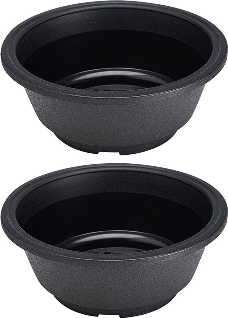 2pcs Sukkulenten Topf zerschmetterte, atmungsaktive Kunststoff ausgestattet aushöhlten Design Bonsai Topf für Zuhause-Schwarz ,Größen:S