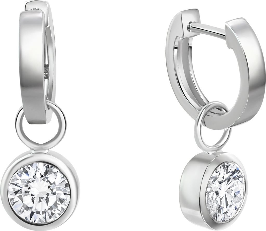 V Creolen 925/- Sterling Silber rhodiniert Zirkonia