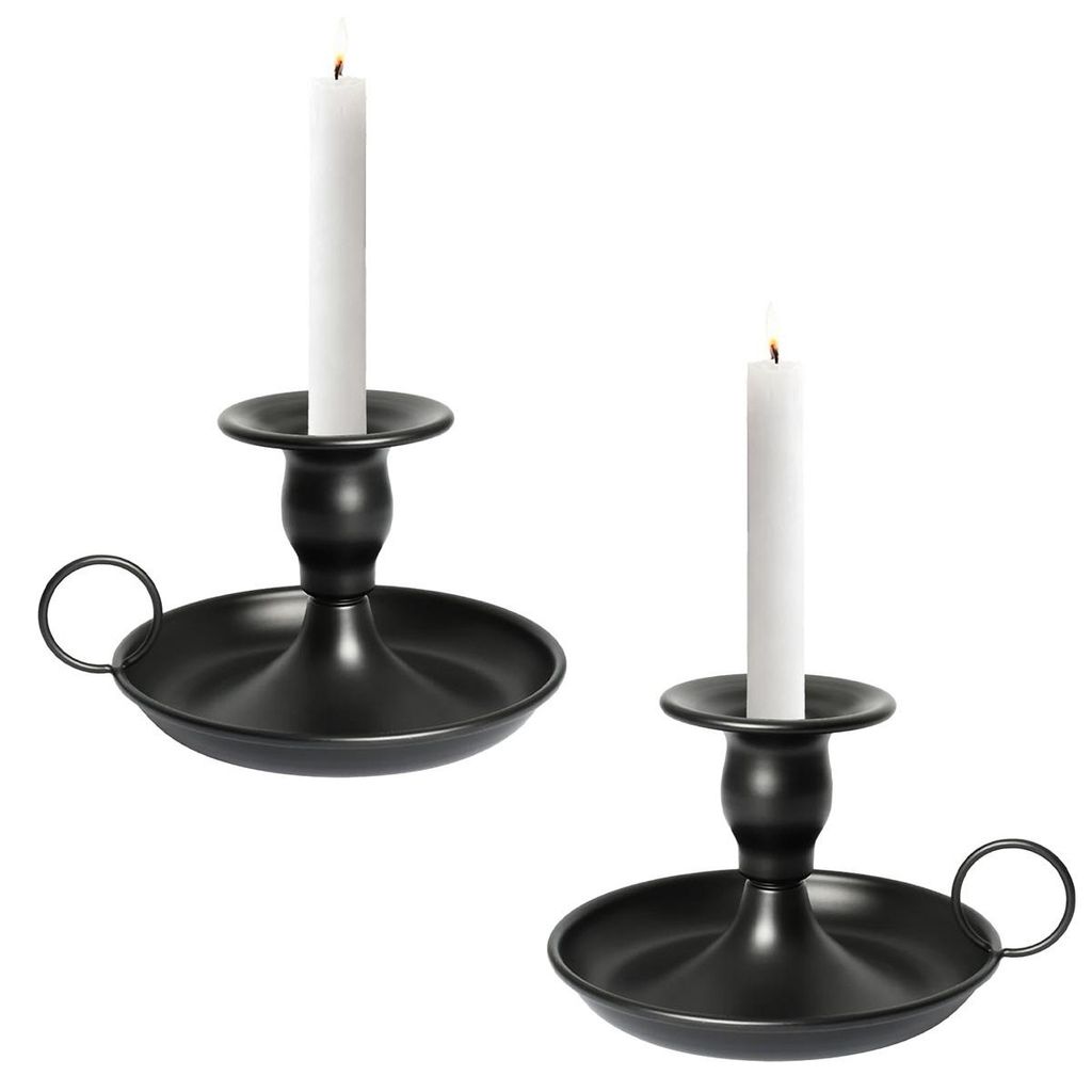 2er Kerzenhalter Set Schwarz, Kerzenständer, s Retro Design, Stabil, Heim- und Kamin-Deko