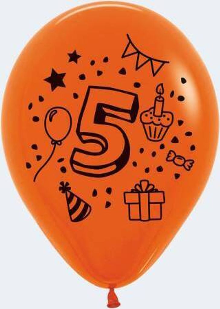 TIB Heyne Luftballon '5', bunt, D:30cm, U:85-95cm, 7 St./SB-Btl.