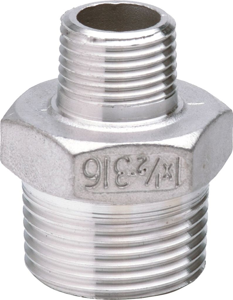 Edelstahl Fitting Reduziernippel 3/4 x 1/2 Zoll Produktbild 