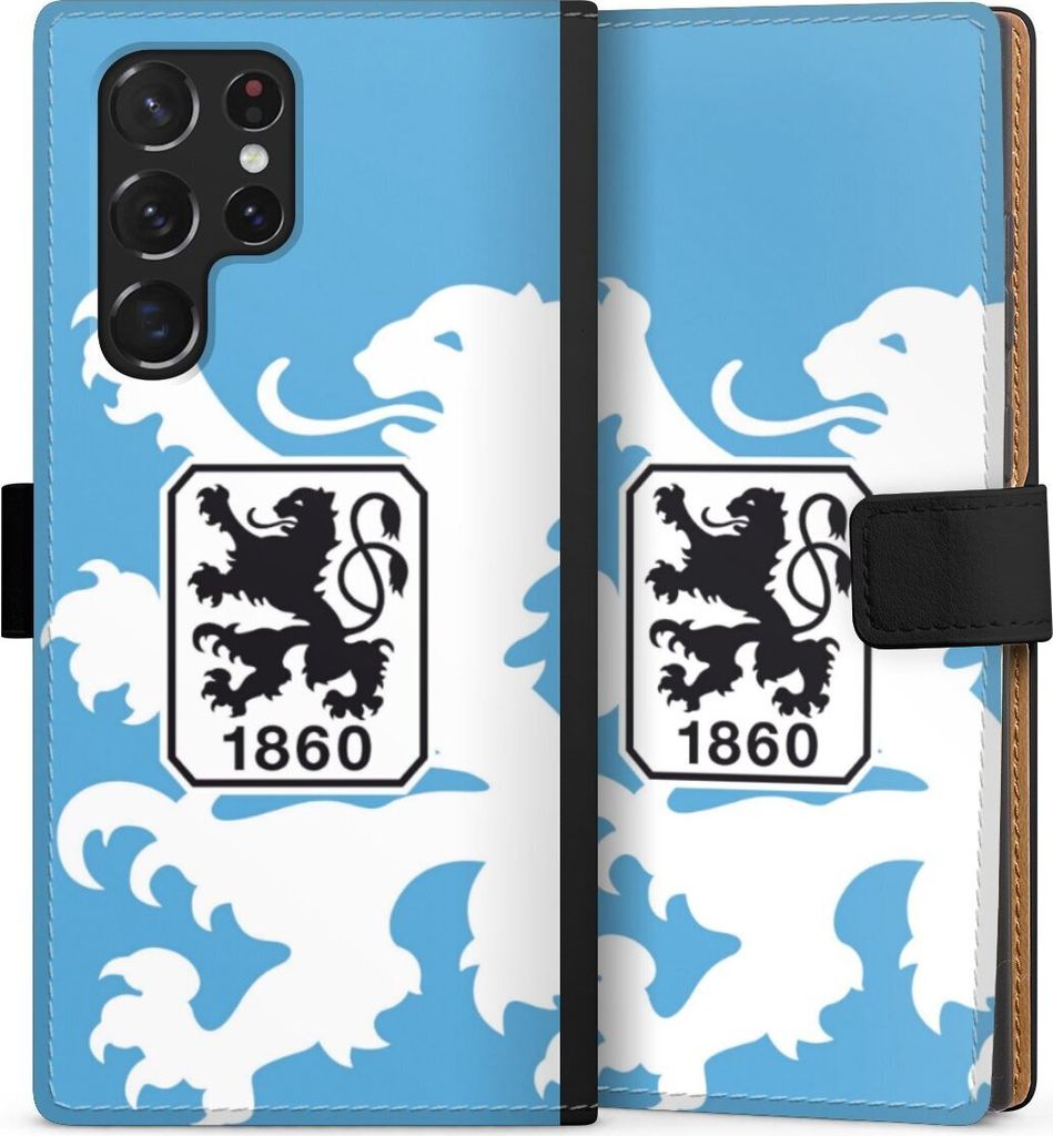 DeinDesign Klapphülle für Samsung Galaxy S22 Ultra Handytasche Lederhülle Tasche Offizielles Lizenzprodukt TSV 1860 München Wappen