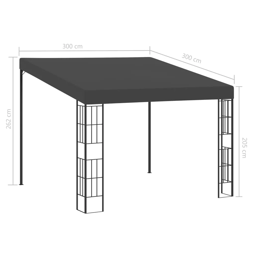 Pavillon mural 3x3 m anthracite - Solution d'ombrage fixe sans encombre