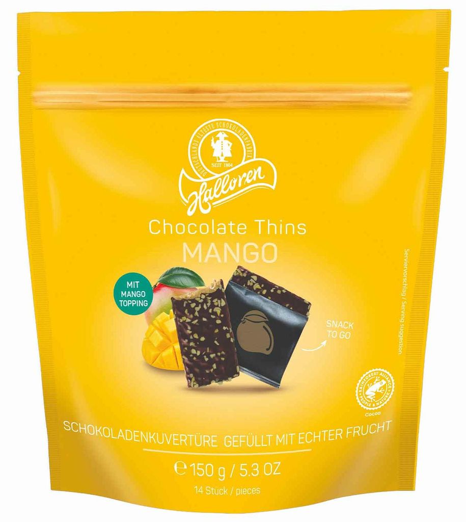 Czekoladowe ciasteczka Halloren o smaku mango, 150 g Zdjęcie produktu 