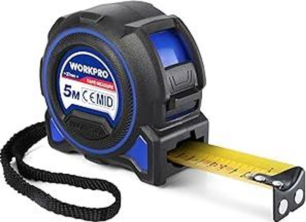 Maßband 5m, Professionelles Metermaß, Hochpräzises Maßband mit Magnethaken, Breitem Band mit Gürtelclip, Metrische Maße mit Fallschutzhülle,...
