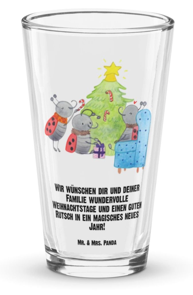 Mr. & Mrs. Panda Bierglas Weihnachten Smörle - Transparent - Geschenk, Wasserglas, Glas, Tannennadeln, Weihnachtsbaum, Pintglas, Tumbler, Cocktail...