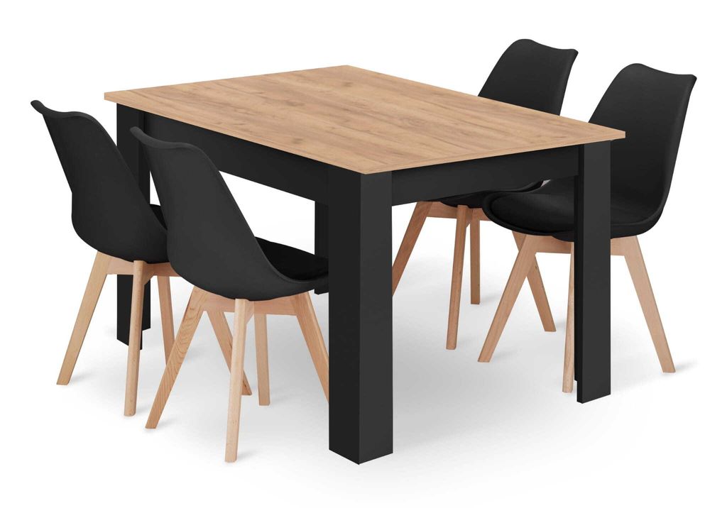 Set di tavolo rettangolare 120x80 Craft + 4 sedie MARK nero Immagine del prodotto 