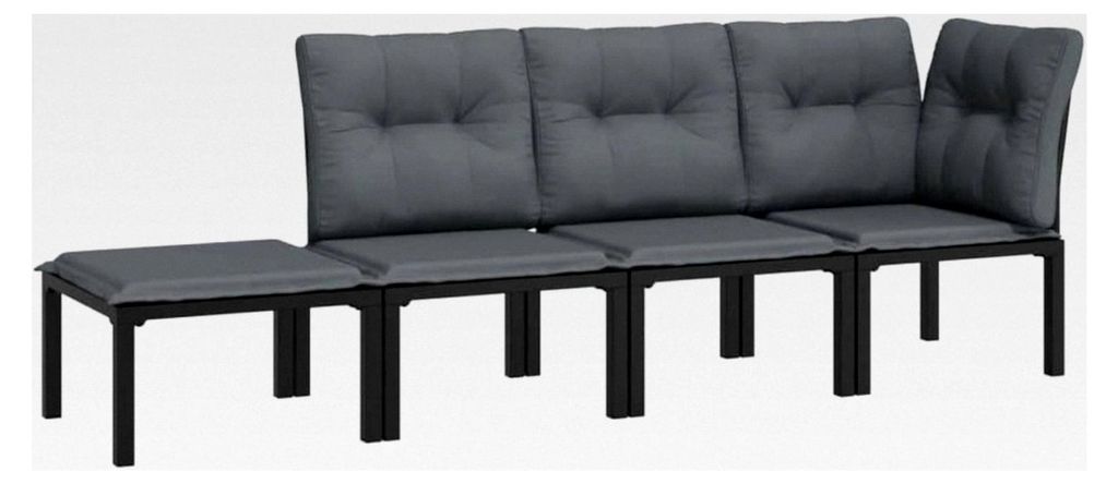 Garten Lounge Set 4-teilig, Gartenmöbel Set Sitzgruppe für Terrasse, modulare Stuhl Garnitur Loungemöbel, Schwarz Grau Poly Rattan
