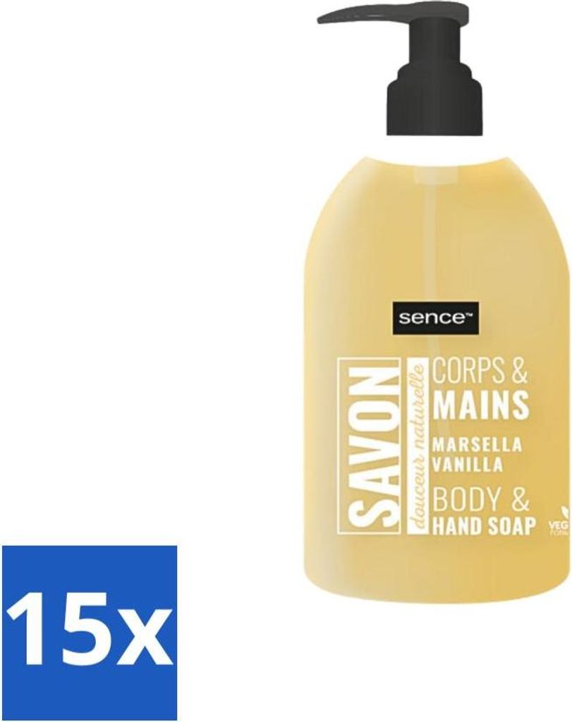 Sence - La Maison Du Savon De Marseille - Handseife - Vanille - Hygienisch - 500 ml - Vorteilspack - 15 Stücke