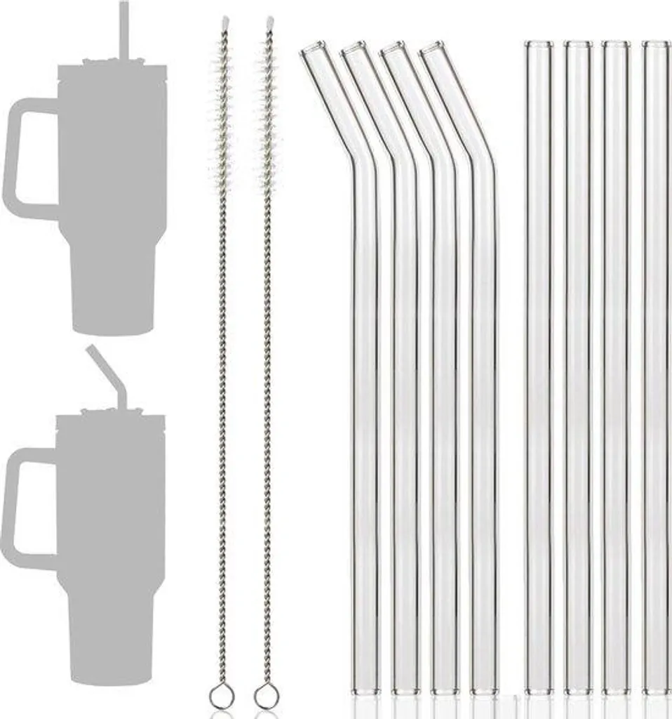 Lot de Pailles Réutilisables en Verre de 31 cm pour Gobelet Stanley Cup