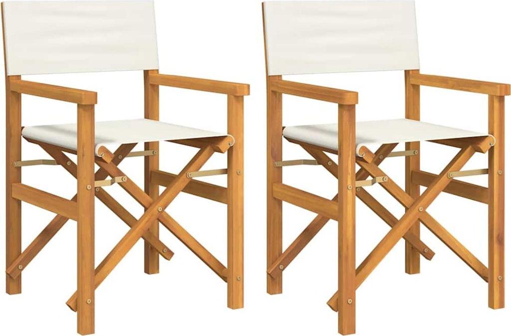 Chaises de régie 2 pcs. Pliable Crème Bois massif Teck Image du produit 